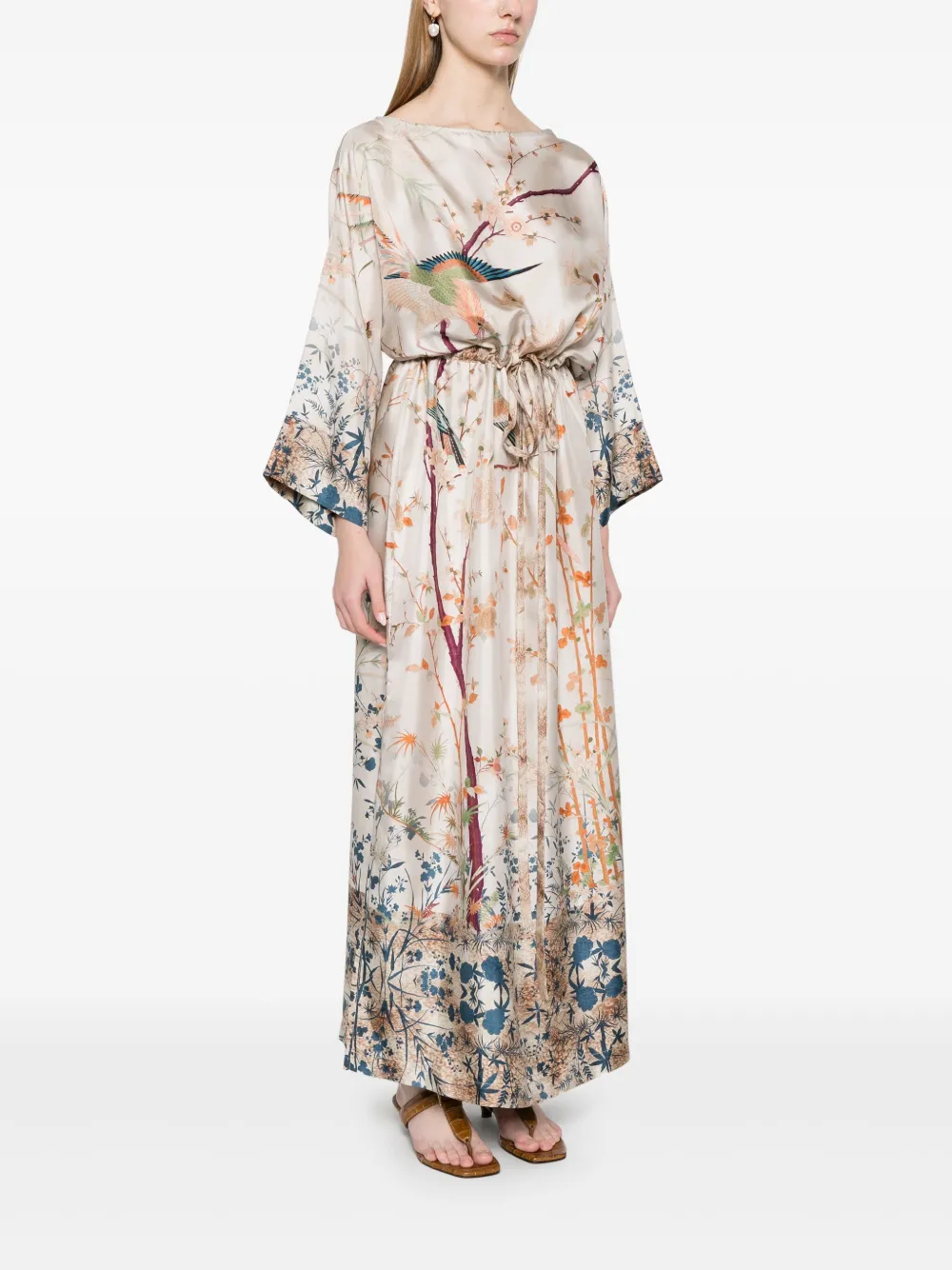 Shop Pierre-louis Mascia Aloe Midi Dress In Neutrals