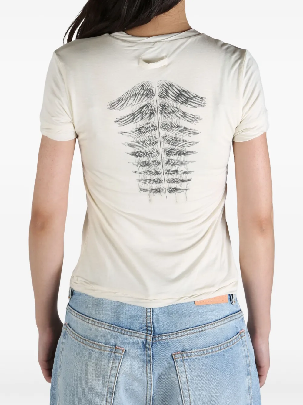 Jean Paul Gaultier logo-embroidered T-shirt Beige