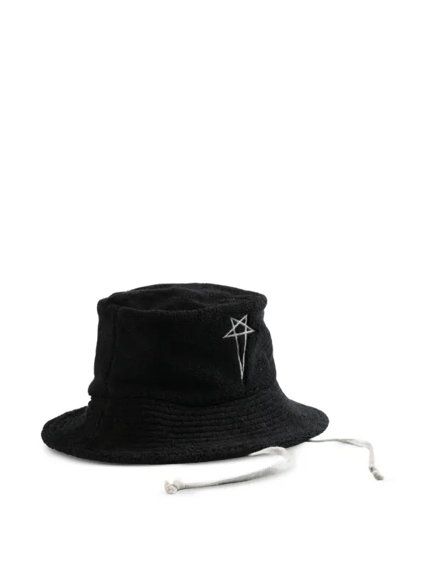 Rick Owens embroidered-motif Bucket Hat | Black | FARFETCH