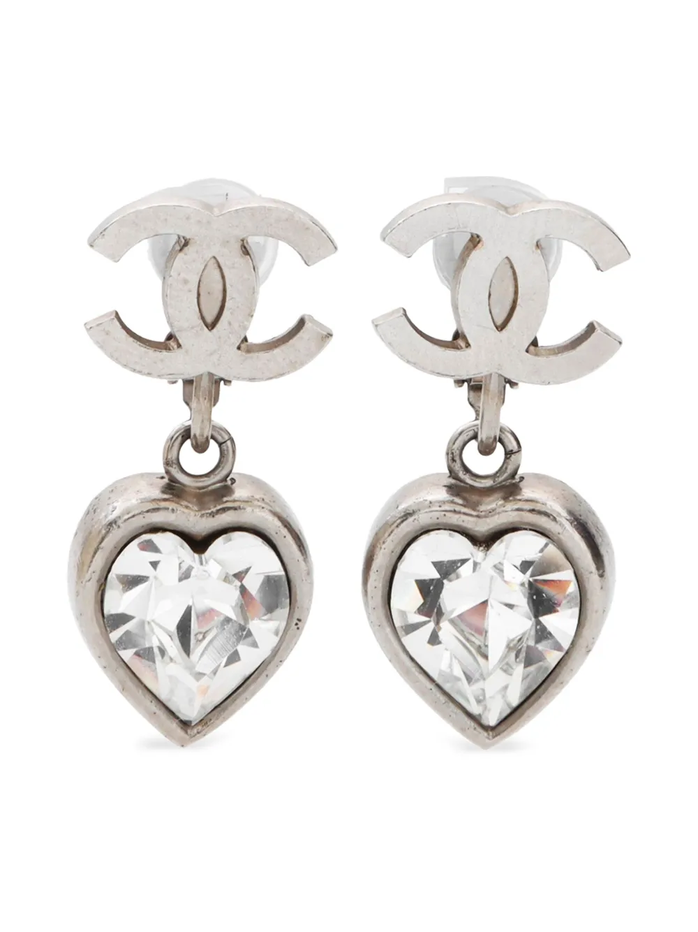 CHANEL Pre-Owned 2004 heart drop clip-on earrings | Silver | Image 1