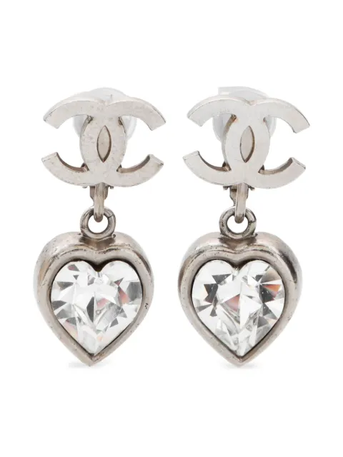 CHANEL Pre-Owned 2004 heart drop clip-on earrings