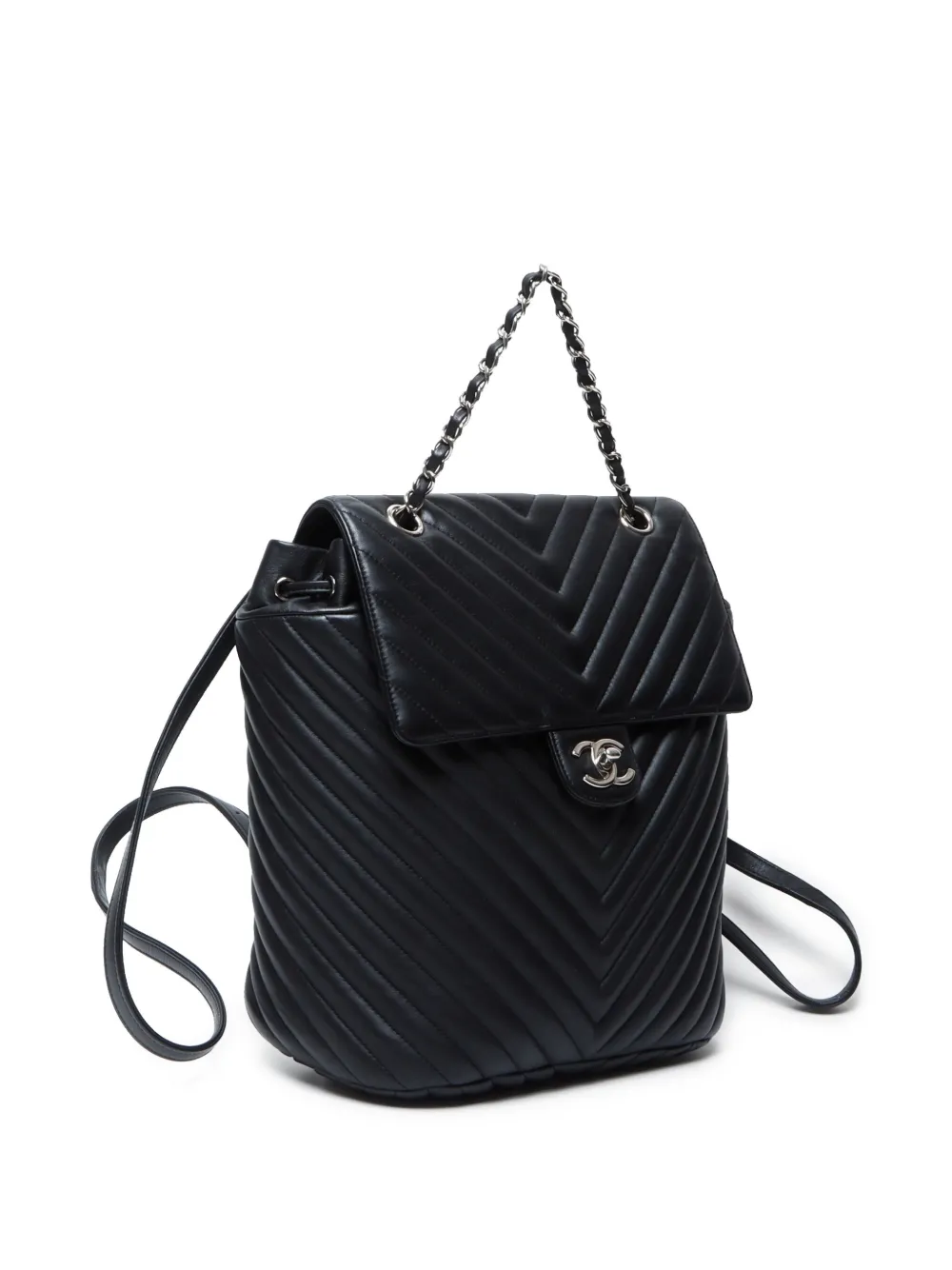 Pre-owned Chanel 2015-2016 V-stitch Backpack In 黑色
