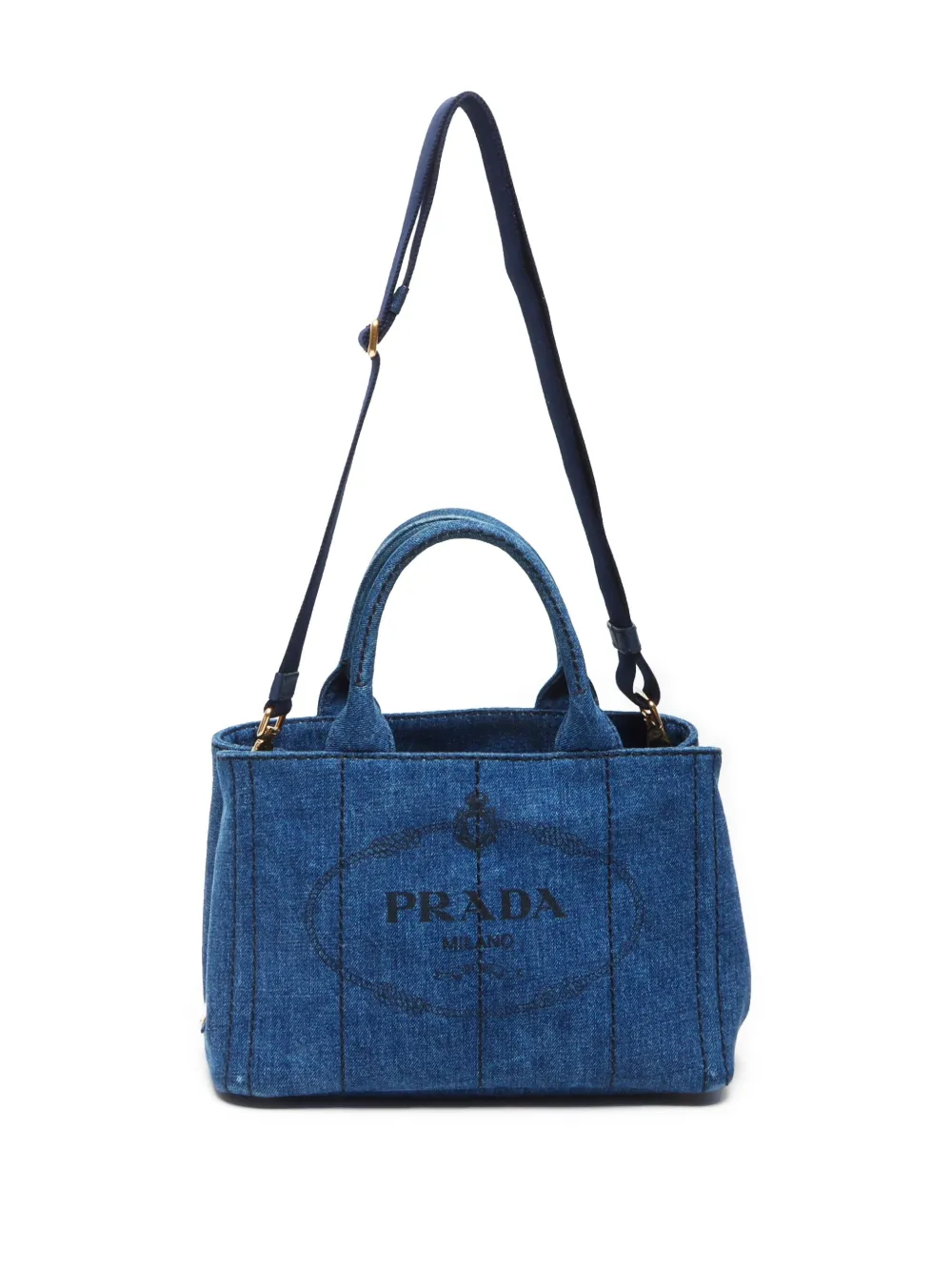 Pre-owned Prada 2010-2025 Canapa Two-way Handbag In 蓝色