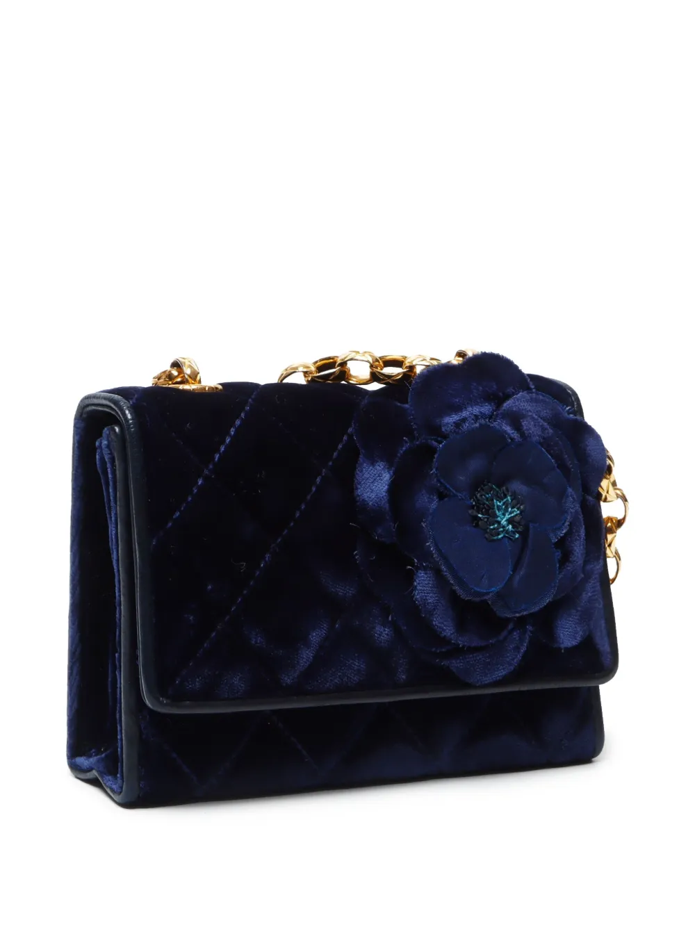 Pre-owned Chanel 1990s Velvet Shoulder Bag In 蓝色