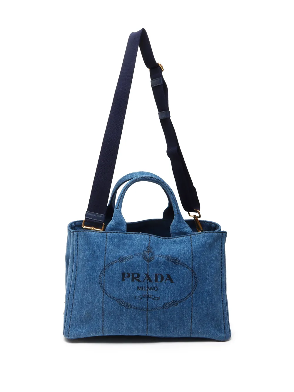Pre-owned Prada 2010-2025 Canapa Two-way Bag In 蓝色