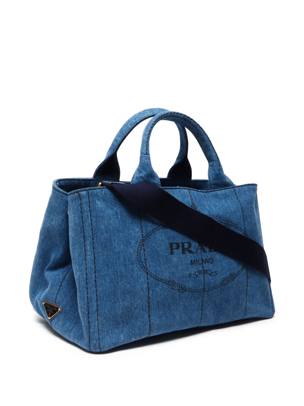 Pre-owned Prada 2010-2025 Canapa Two-way Bag In 蓝色
