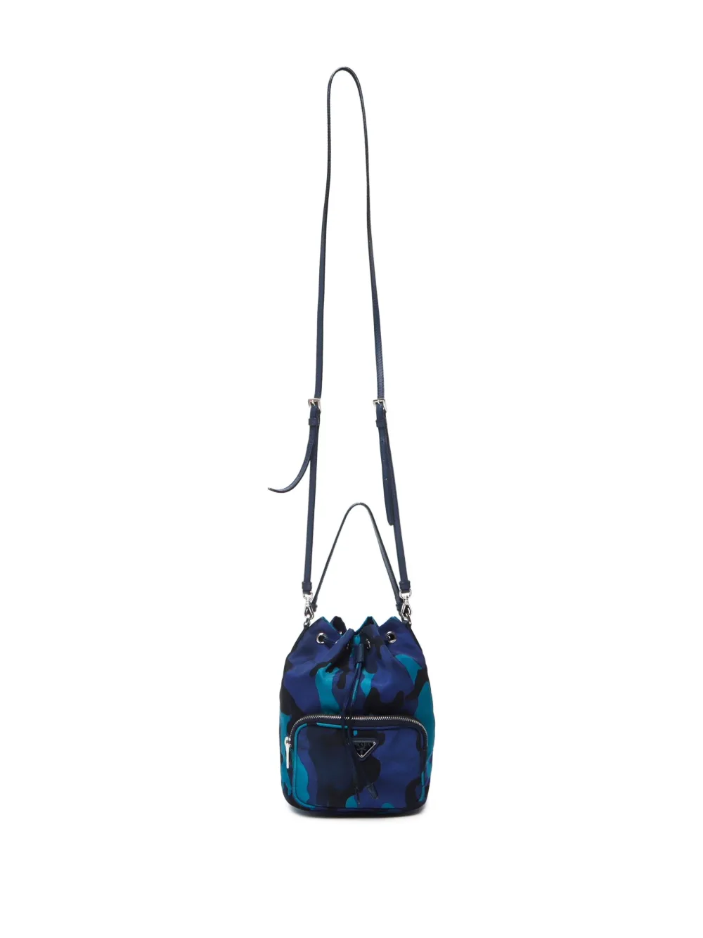Pre-owned Prada 2010-2020 Camouflage-print Bucket Bag In 蓝色