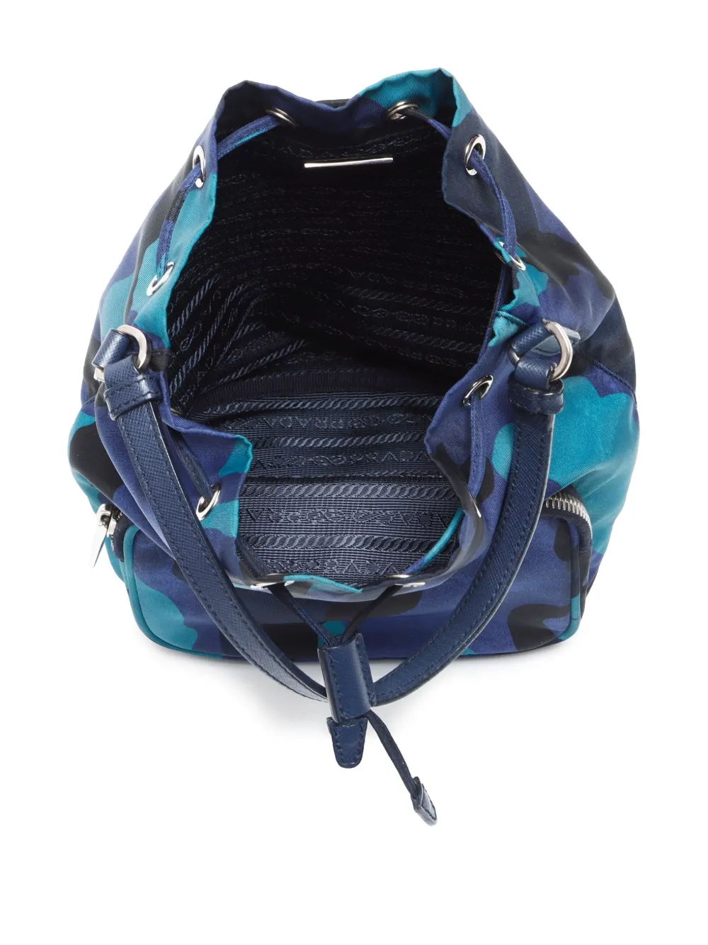 Pre-owned Prada 2010-2020 Camouflage-print Bucket Bag In 蓝色