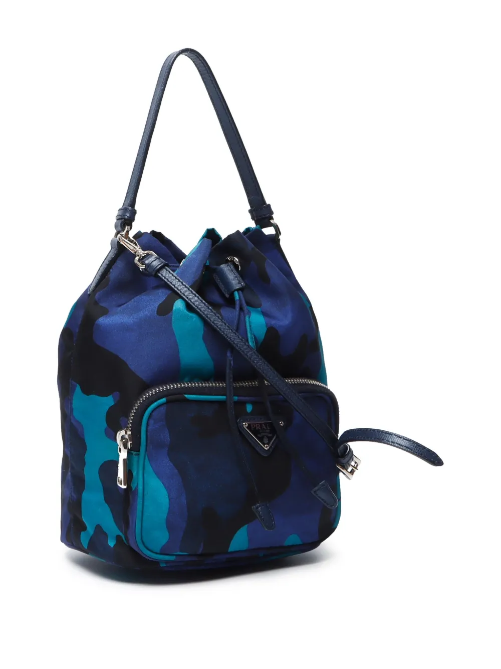 Pre-owned Prada 2010-2020 Camouflage-print Bucket Bag In 蓝色