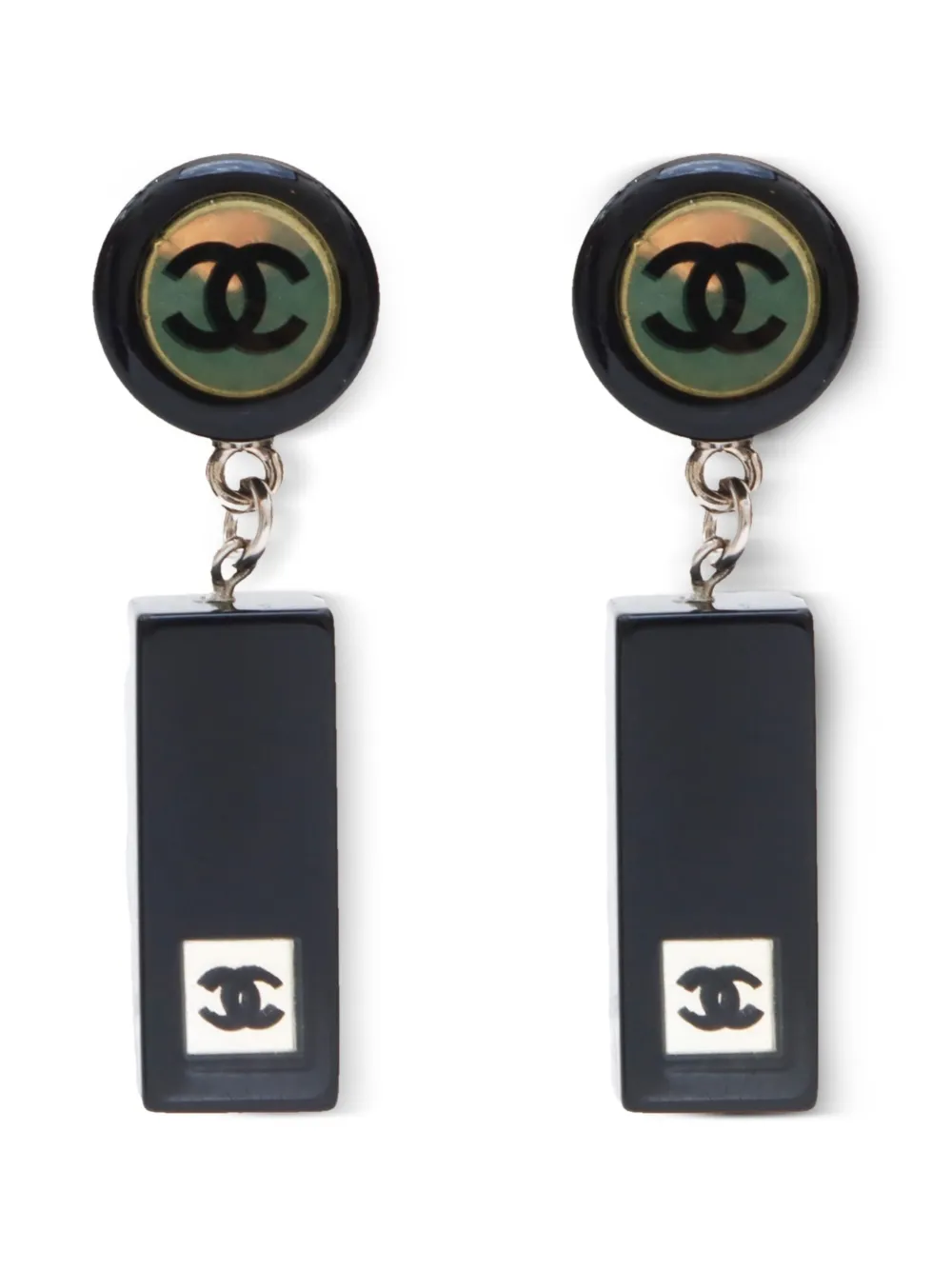 CHANEL Pre-Owned 2001 CC logo drop earrings | Black | Image 1