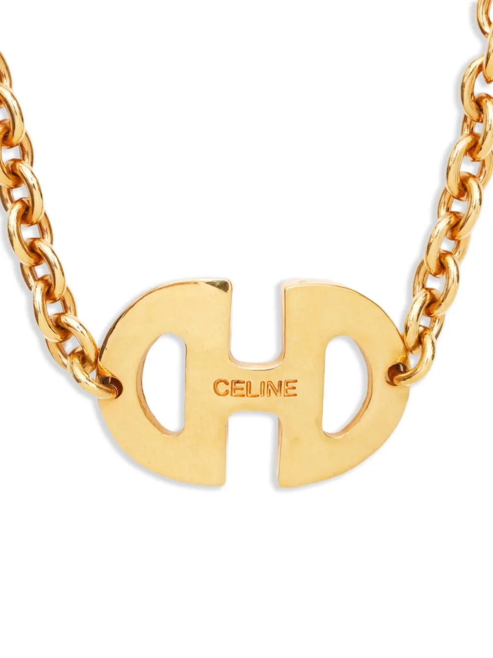 Céline Pre-Owned 1990s schakelketting met logohanger - Goud