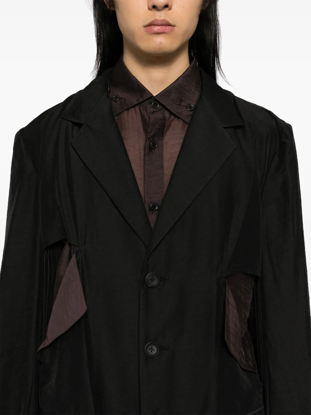 Yohji Yamamoto Blazer met uitgesneden details Zwart