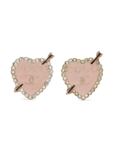 CHANEL Pre-Owned 2010 enameled heart stud earrings