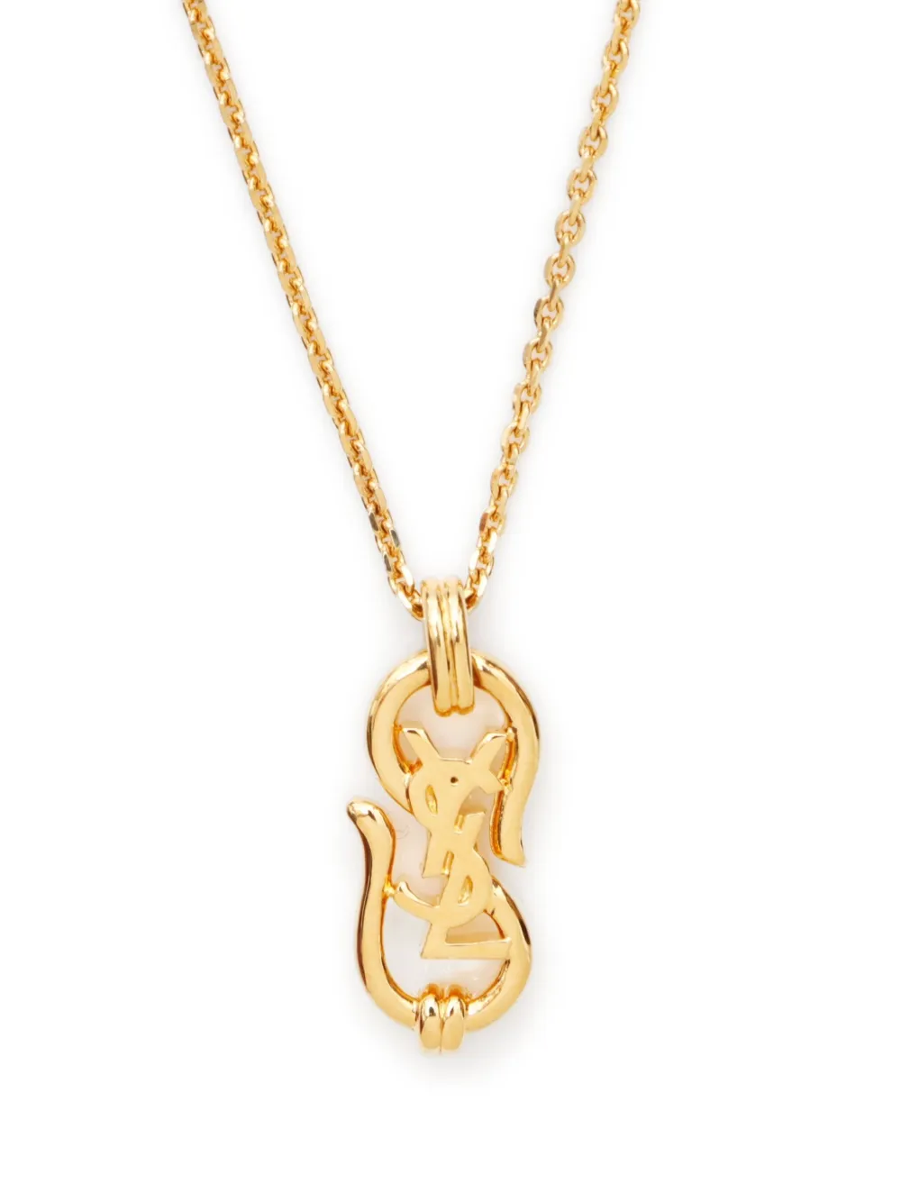 Saint Laurent Pre-Owned 1990s halsketting met YSL-logo hanger - Goud