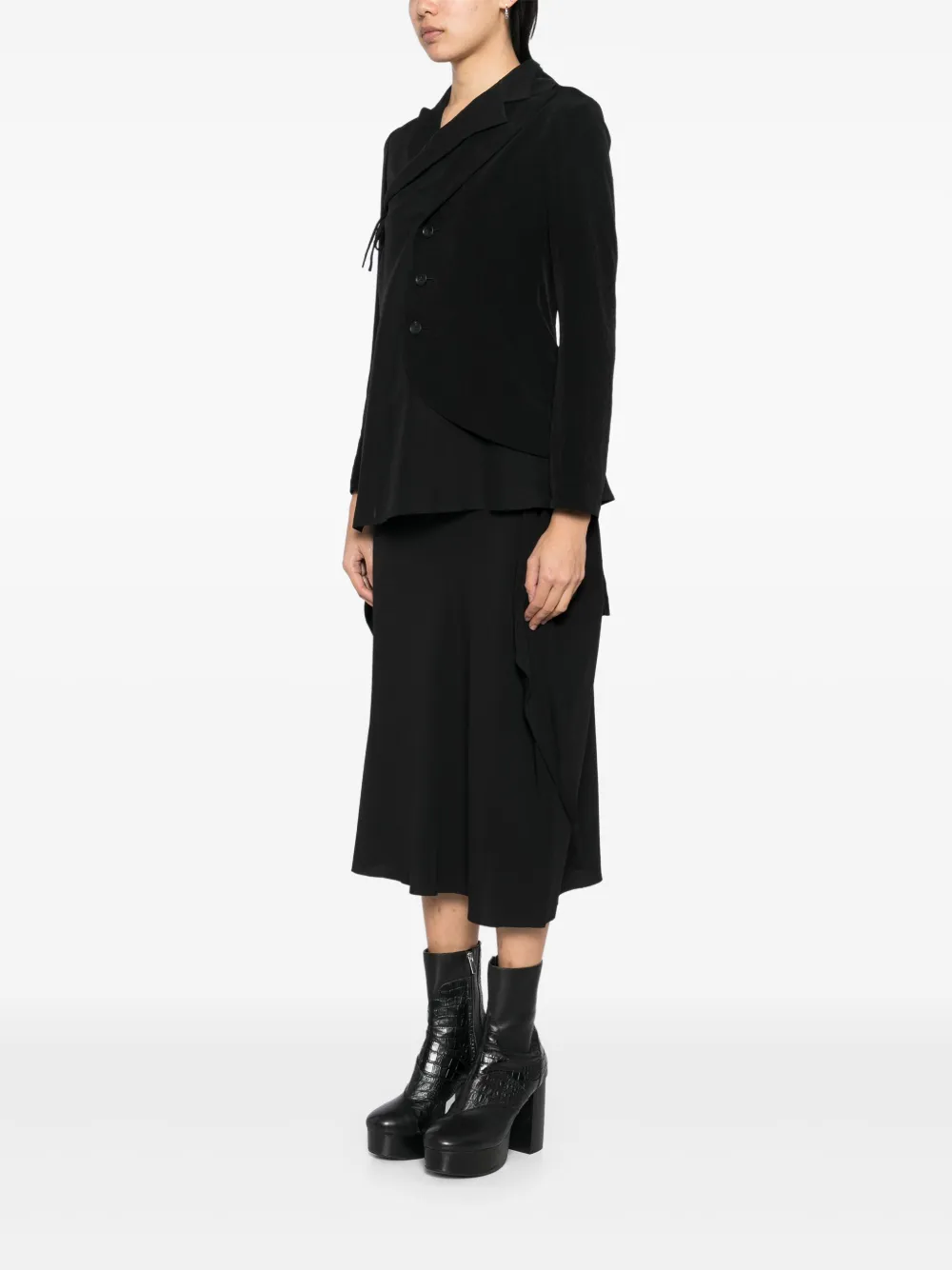 Yohji Yamamoto De Chine 2 gelaagd wikkeljack Zwart