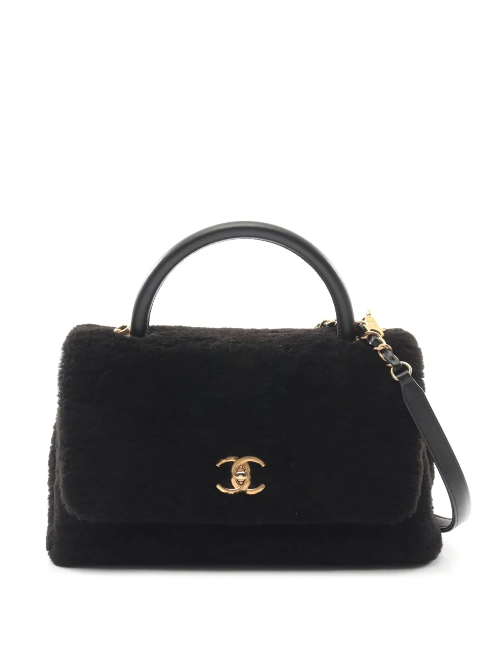 CHANEL Pre-Owned bolsa satchel Medium Shearling Coco Top Handle Bag 2016-2017 | negro | Image 1