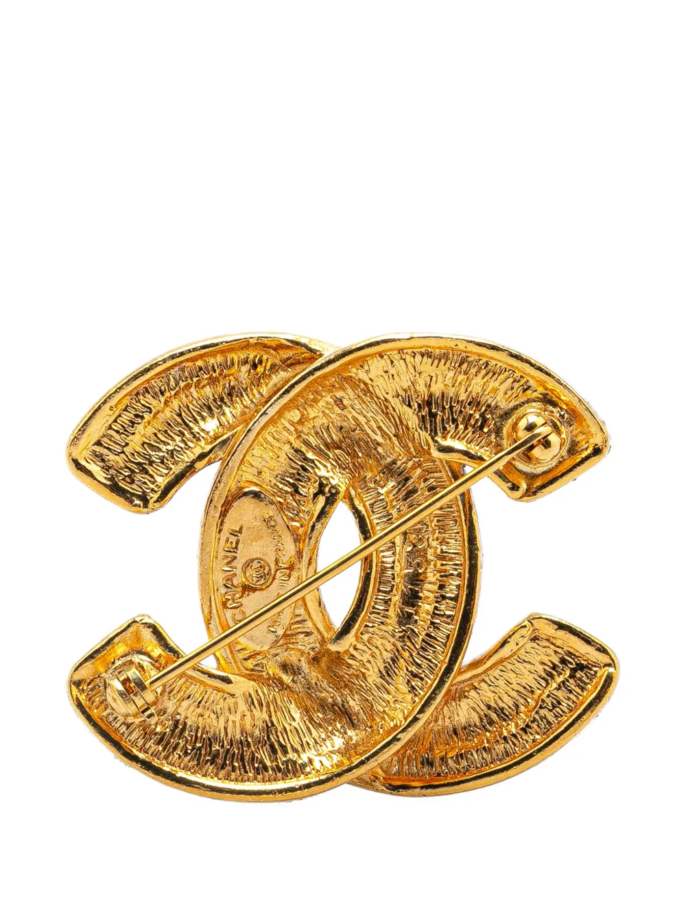 CHANEL Pre-Owned 1900s vergulde CC gewatteerde broche - Goud