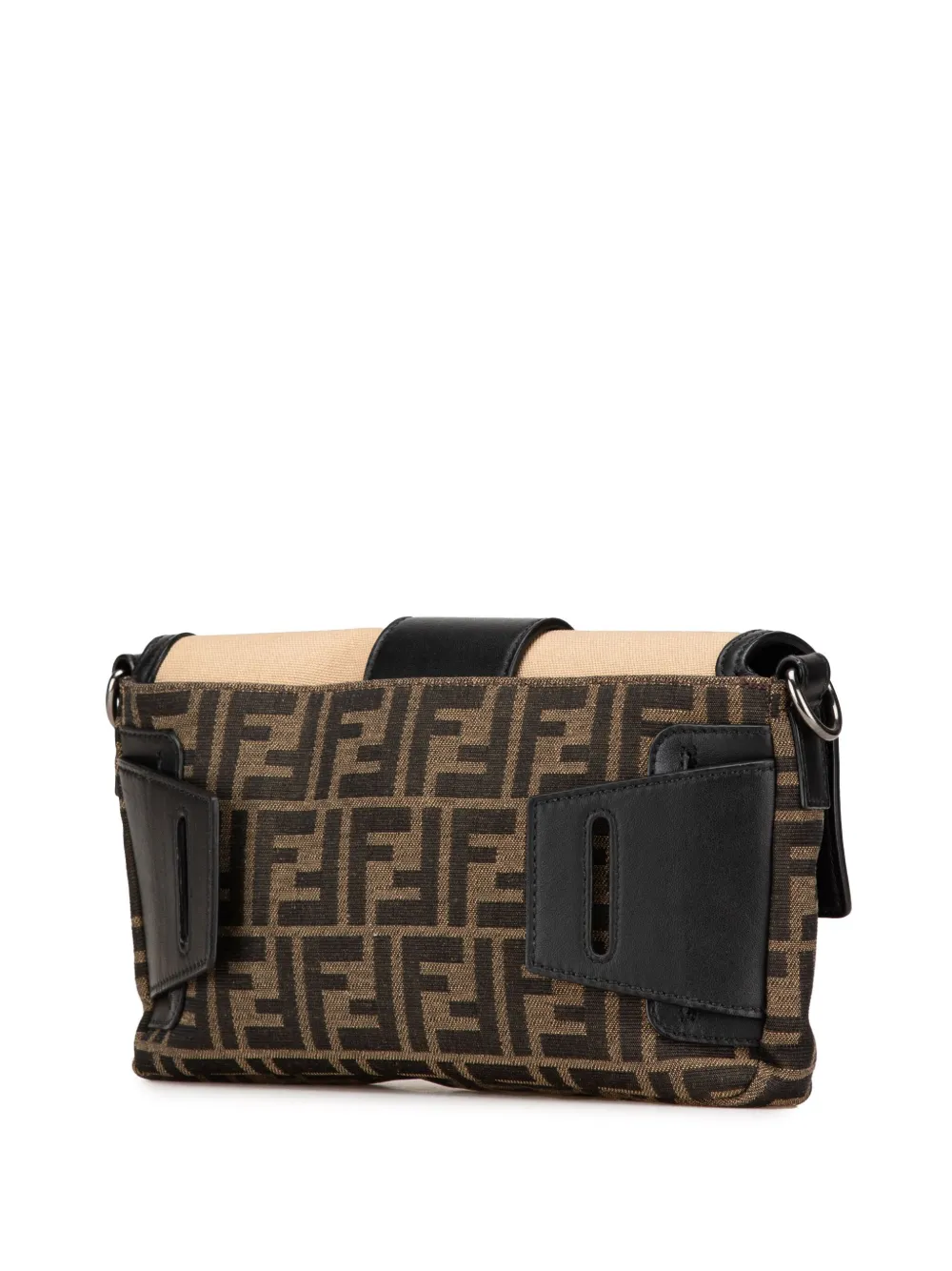 Fendi Pre-Owned 2010-2024 Zucca Baguette verstelbare leren en canvas buidel - Bruin