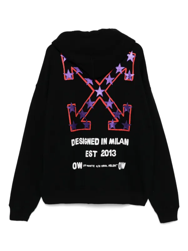 パーカー・フーディ OFF-WHITE BLACK HOODIE WITH LOGO PRINT Off-White logo-print zip-up Hoodie | Black | FARFETCH