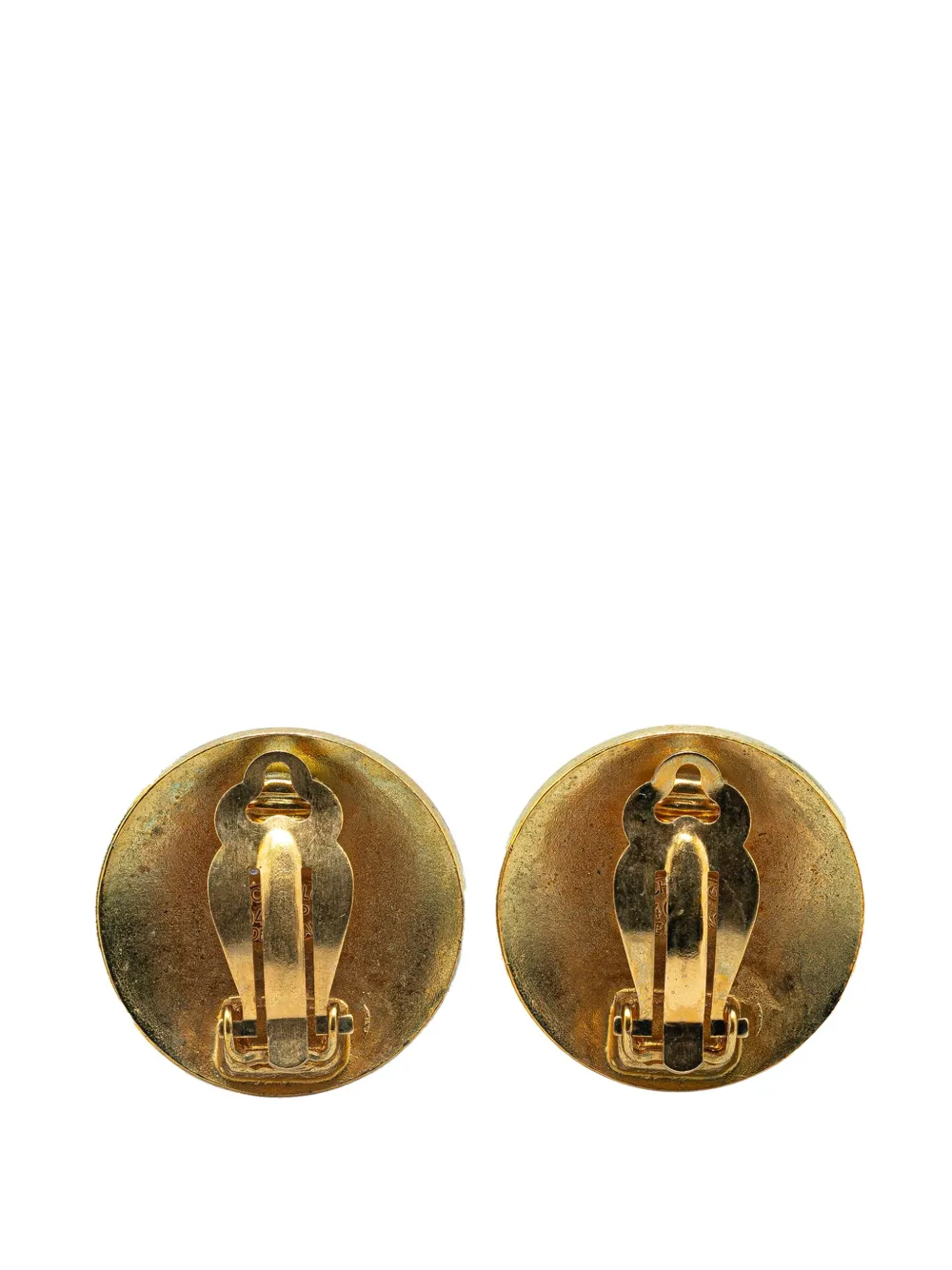 CHANEL Pre-Owned aretes Gold Plated CC Button Clip On Earrings 1994 | Image 2