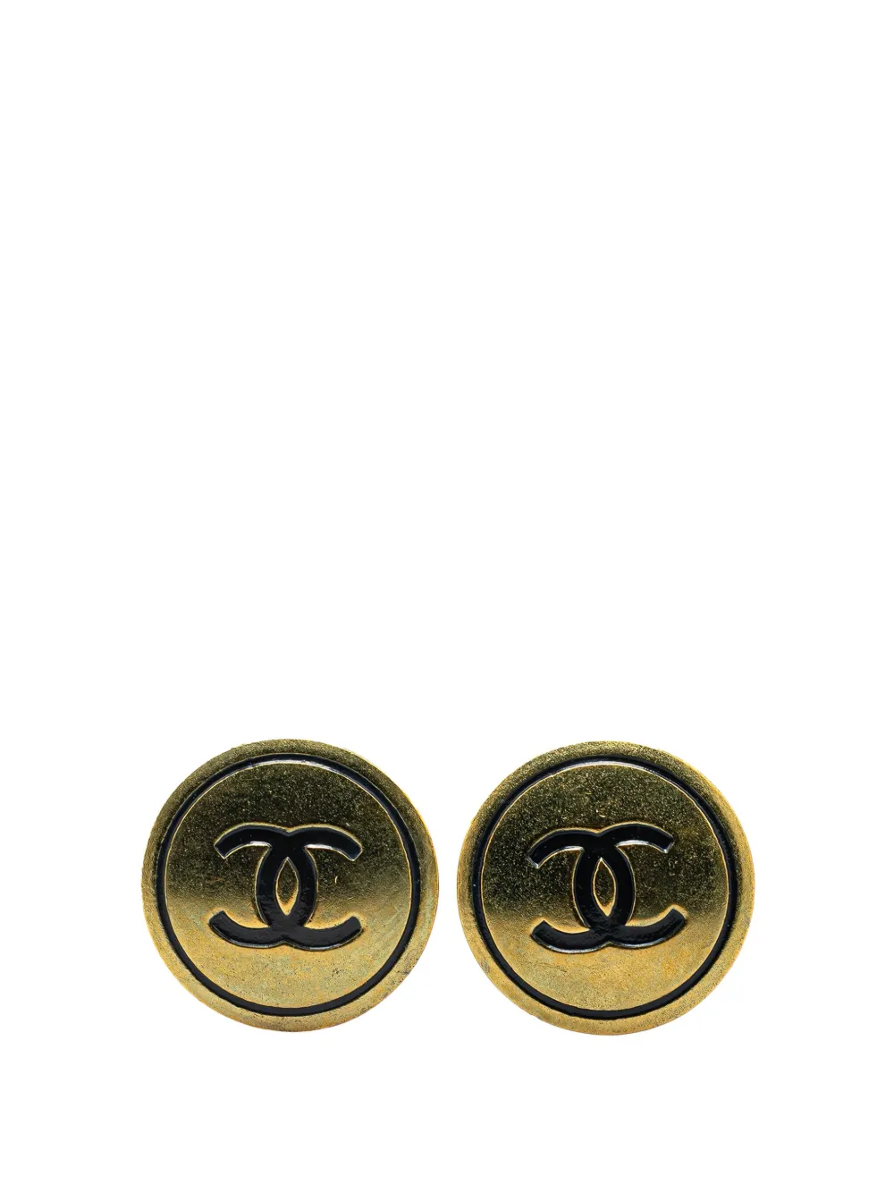 CHANEL Pre-Owned aretes Gold Plated CC Button Clip On Earrings 1994 | dorado | Image 1