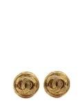 CHANEL Pre-Owned 1994 Gold Plated CC Round Clip On Earrings costume earrings