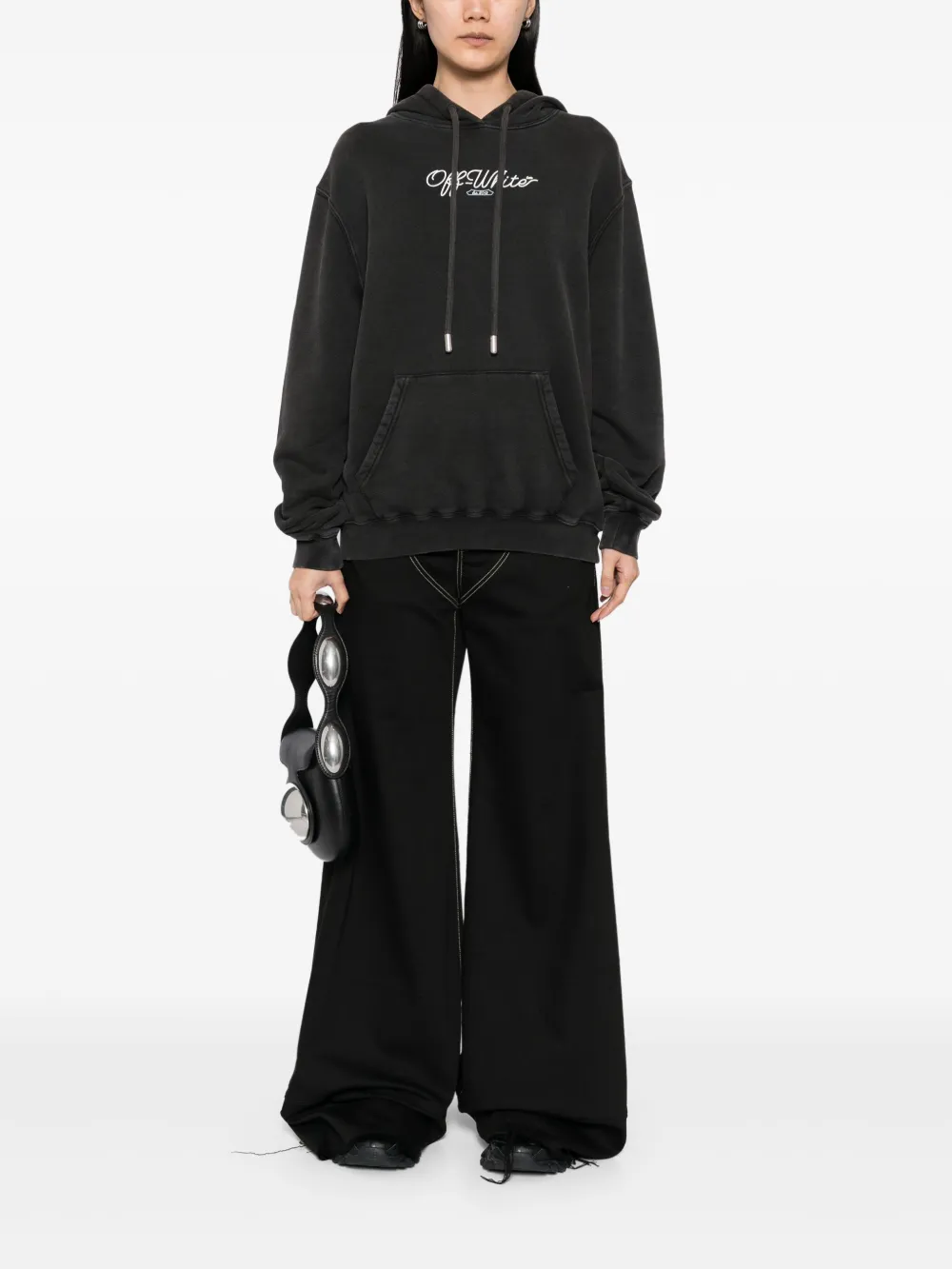 Off-White Hoodie met schaarpijl Grijs