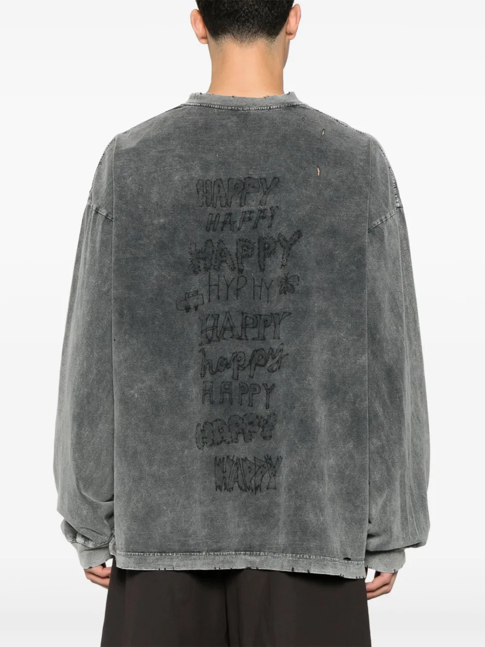Maison MIHARA YASUHIRO Gebleekt T-shirt met kattenprint Grijs