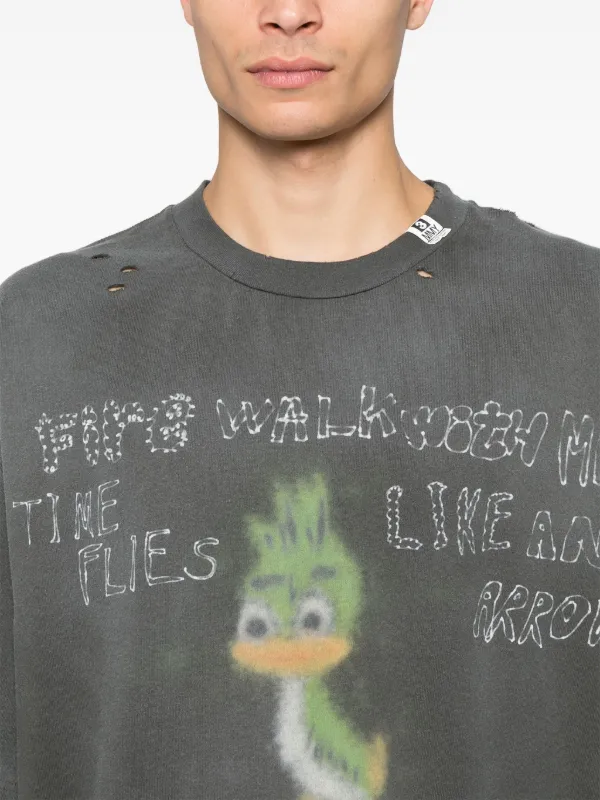 Maison MIHARA YASUHIRO Leon-print Distressed T-shirt | Grey