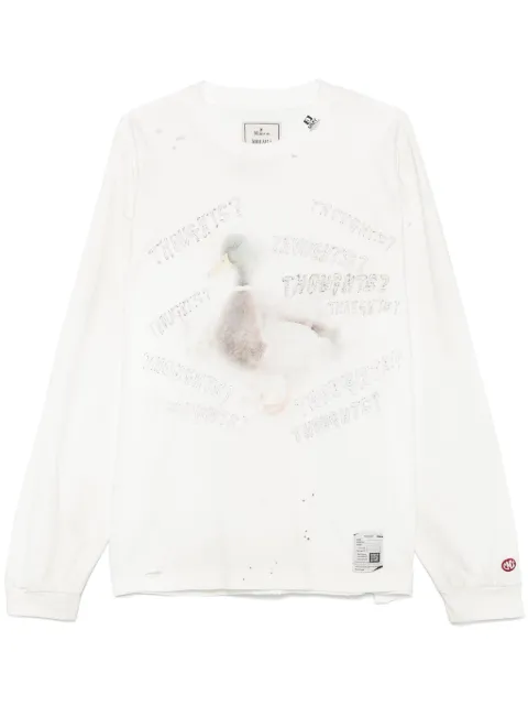 Maison MIHARA YASUHIRO sudadera con efecto envejecido y estampado de pato