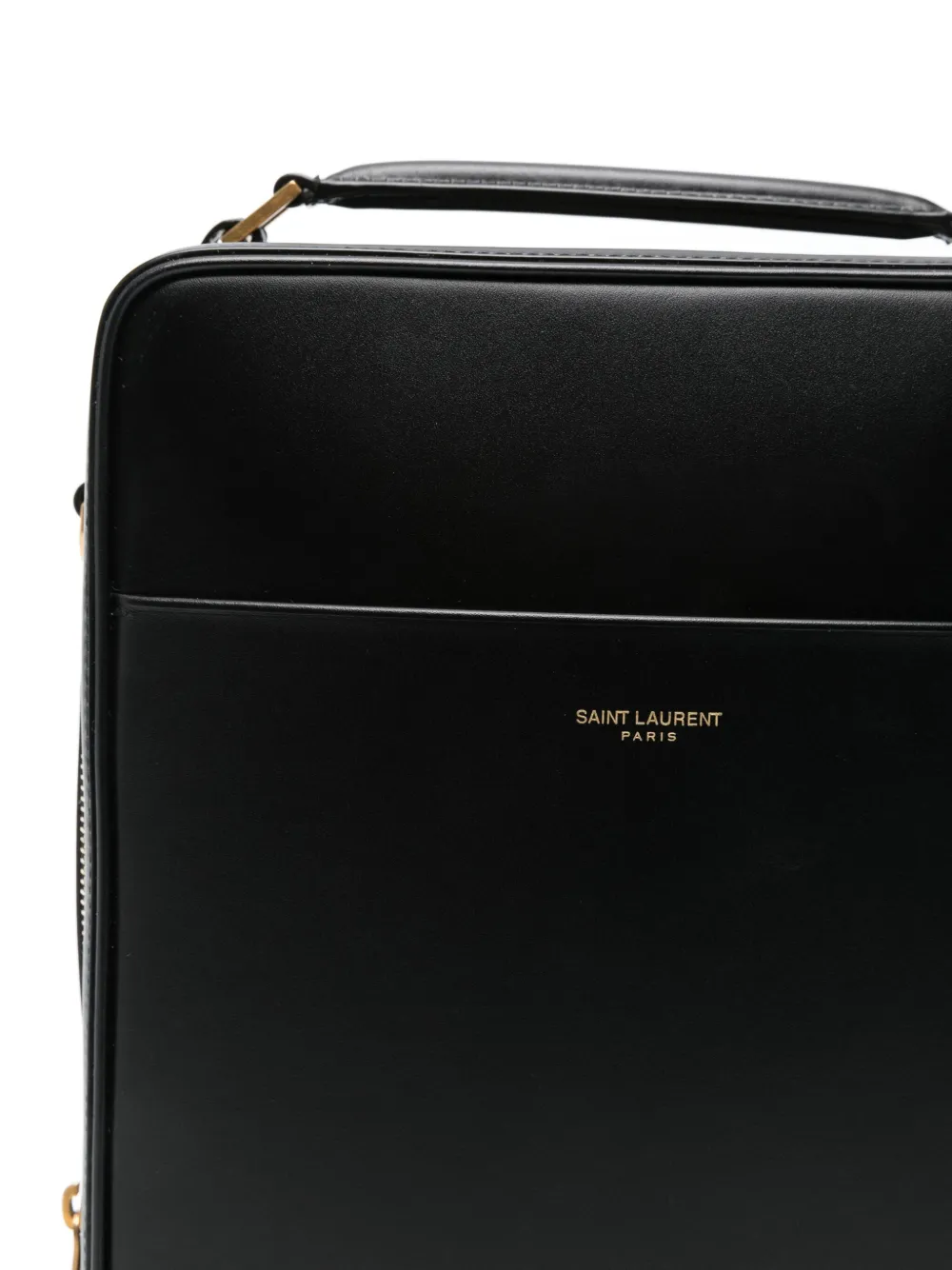 Saint Laurent Leather Messenger Bag In Black