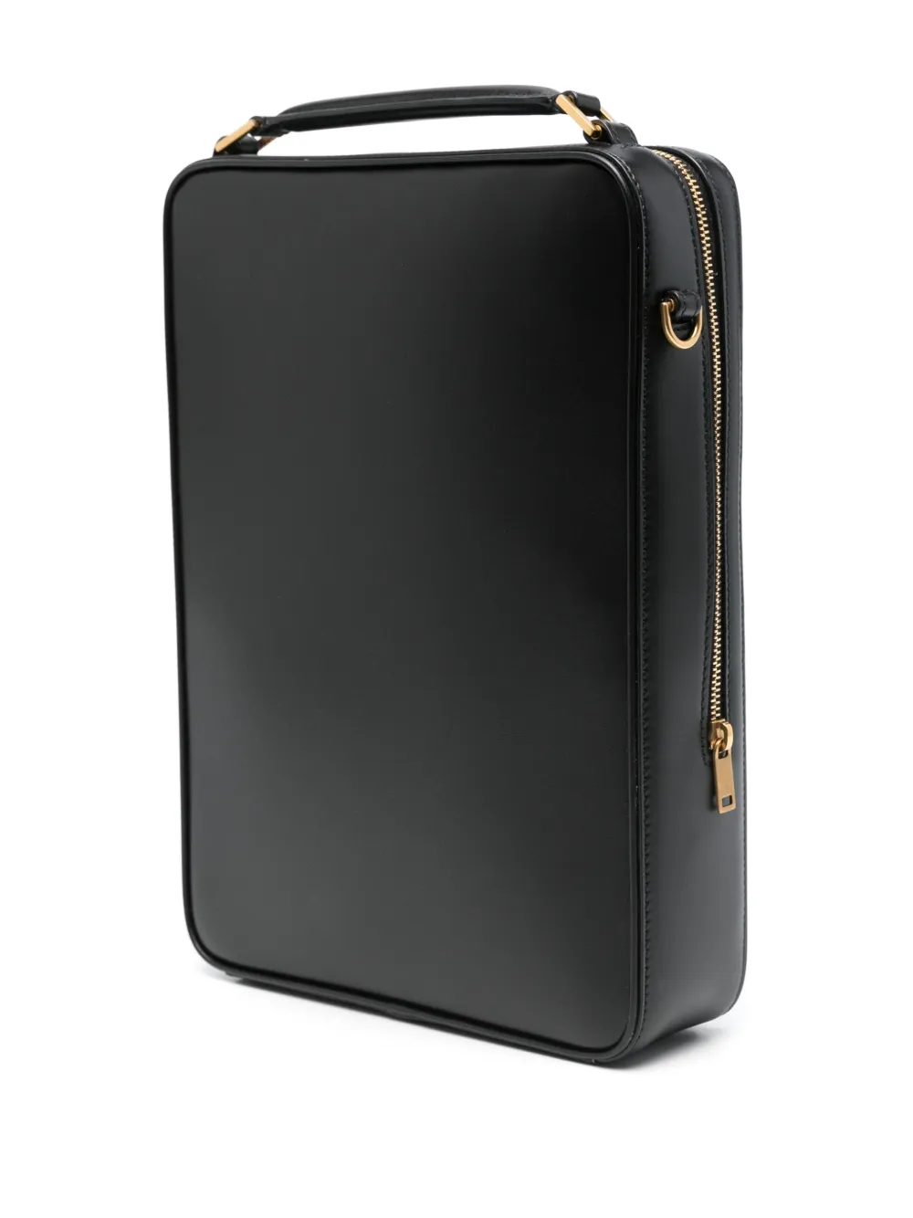 Saint Laurent Leather Messenger Bag In Black