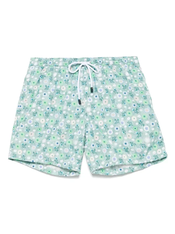 Barba Floral-print Swim Shorts in Green
