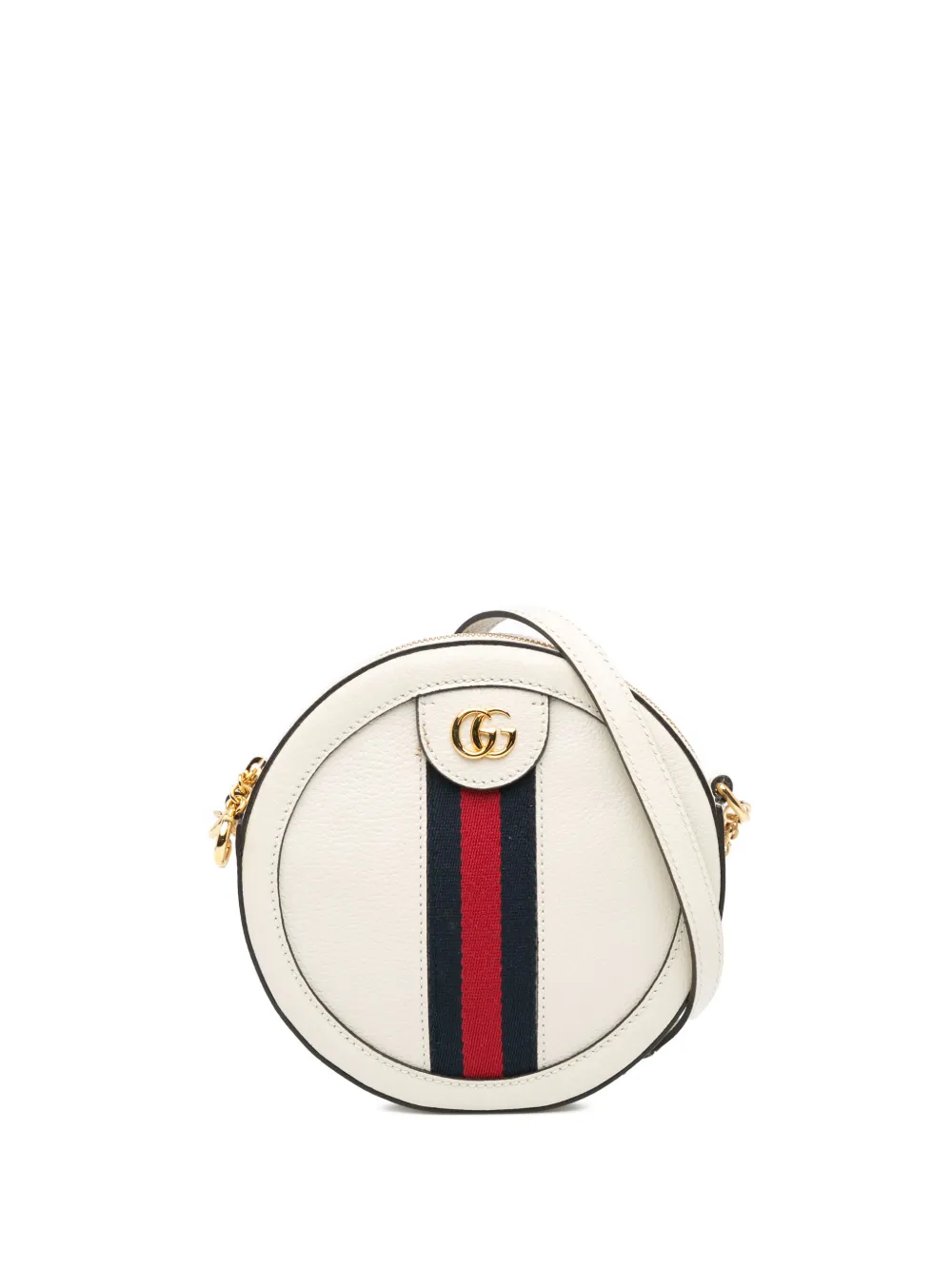 Gucci Pre-Owned 2016-2024 ミニ レザー オフィディア ラウンド ショルダーバッグ - ホワイト Gucci Pre-Owned 2016-2024 ミニ レザー オフィディア ラウンド ショルダーバッグ - ホワイト
