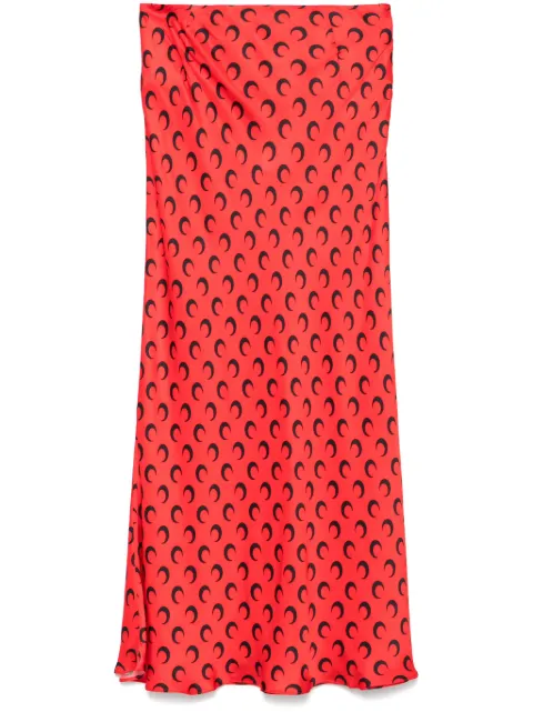 Marine Serre crescent moon-print satin midi skirt