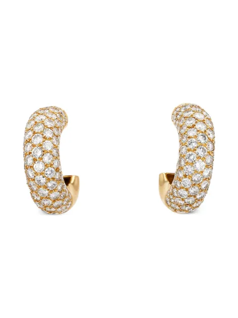 Chaumet pre-owned yellow gold diamond hoop earrings 