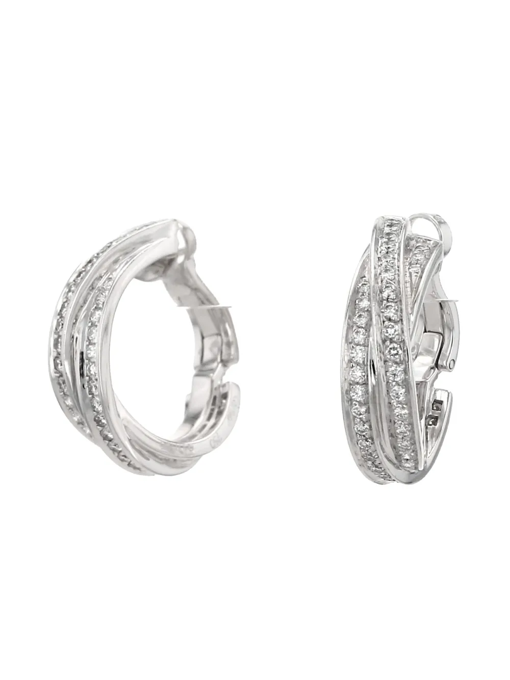 Pre-owned Cartier White Gold Trinity Diamonds Earrings In Silver