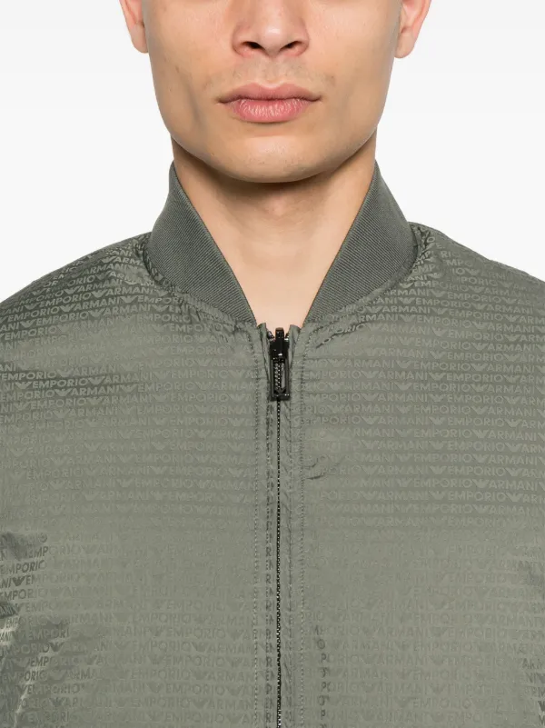 美品 EMPORIO  ARMANI ジャケット  GREEN LINE 46 Emporio Armani logo-jacquard Bomber Jacket | Green | FARFETCH