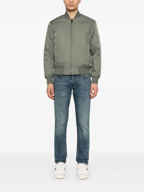 美品 EMPORIO  ARMANI ジャケット  GREEN LINE 46 Emporio Armani logo-jacquard Bomber Jacket | Green | FARFETCH