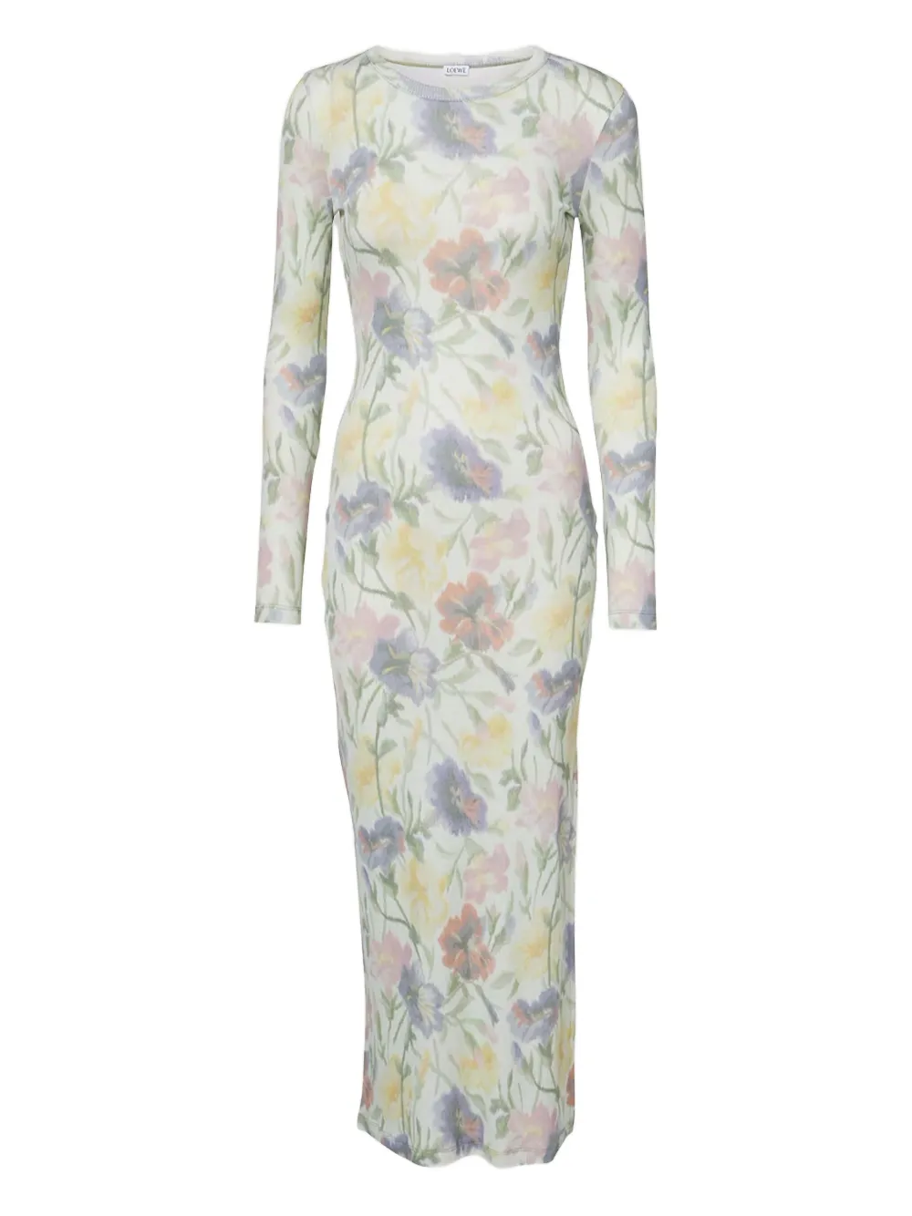 LOEWE floral print long-sleeve dress Beige