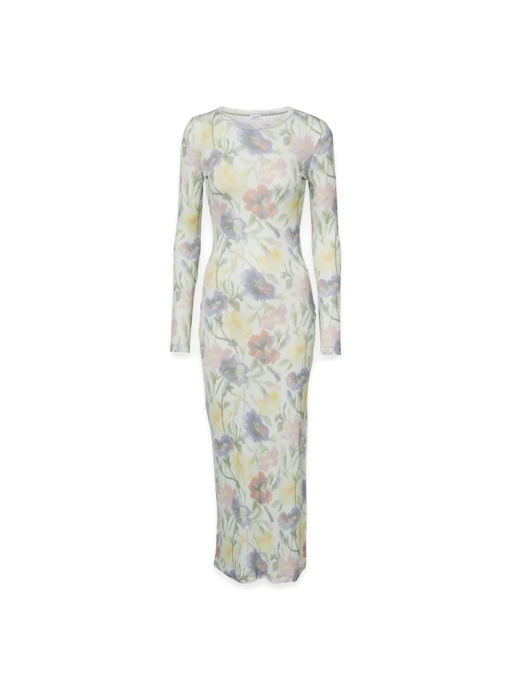 LOEWE floral print long-sleeve dress Beige