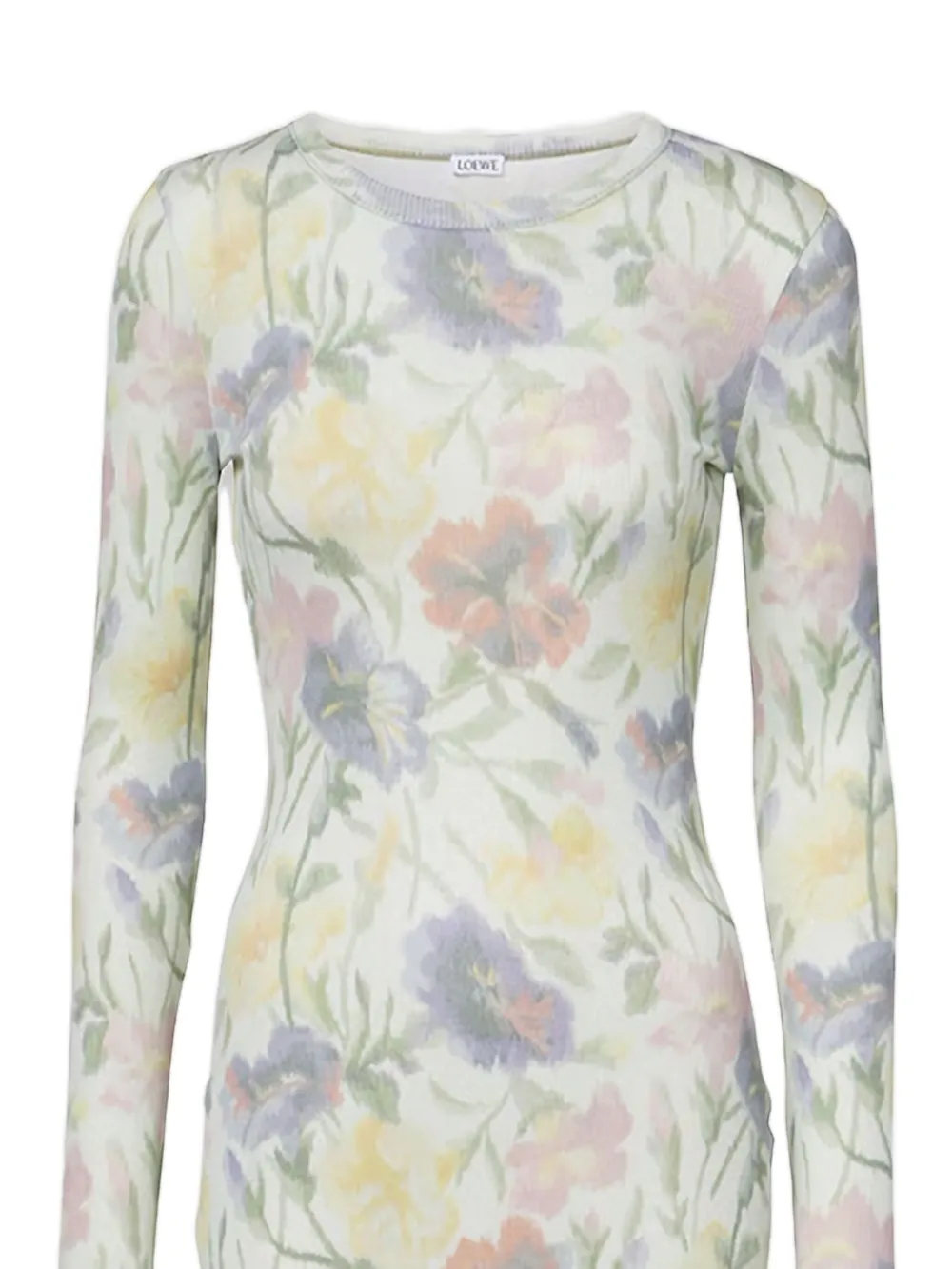 LOEWE floral print long-sleeve dress - Beige