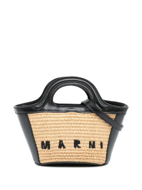 Marni Pre-Owned 2021-2024 Micro Calfskin and Raffia Effect Tropicalia satchel
