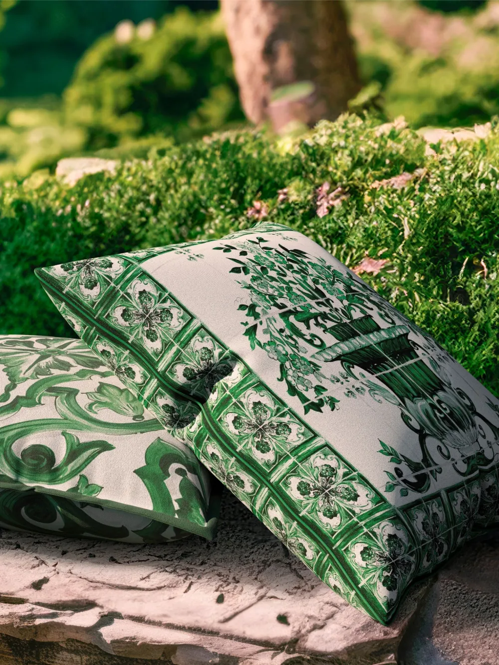 Dolce & Gabbana Majolica Print Cushion In Grün