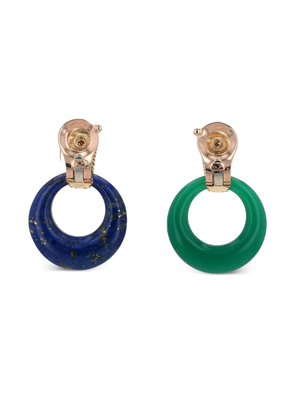 Van Cleef & Arpels 1970 pre-owned 18kt yellow gold chrysoprase and diamond earrings - Goud