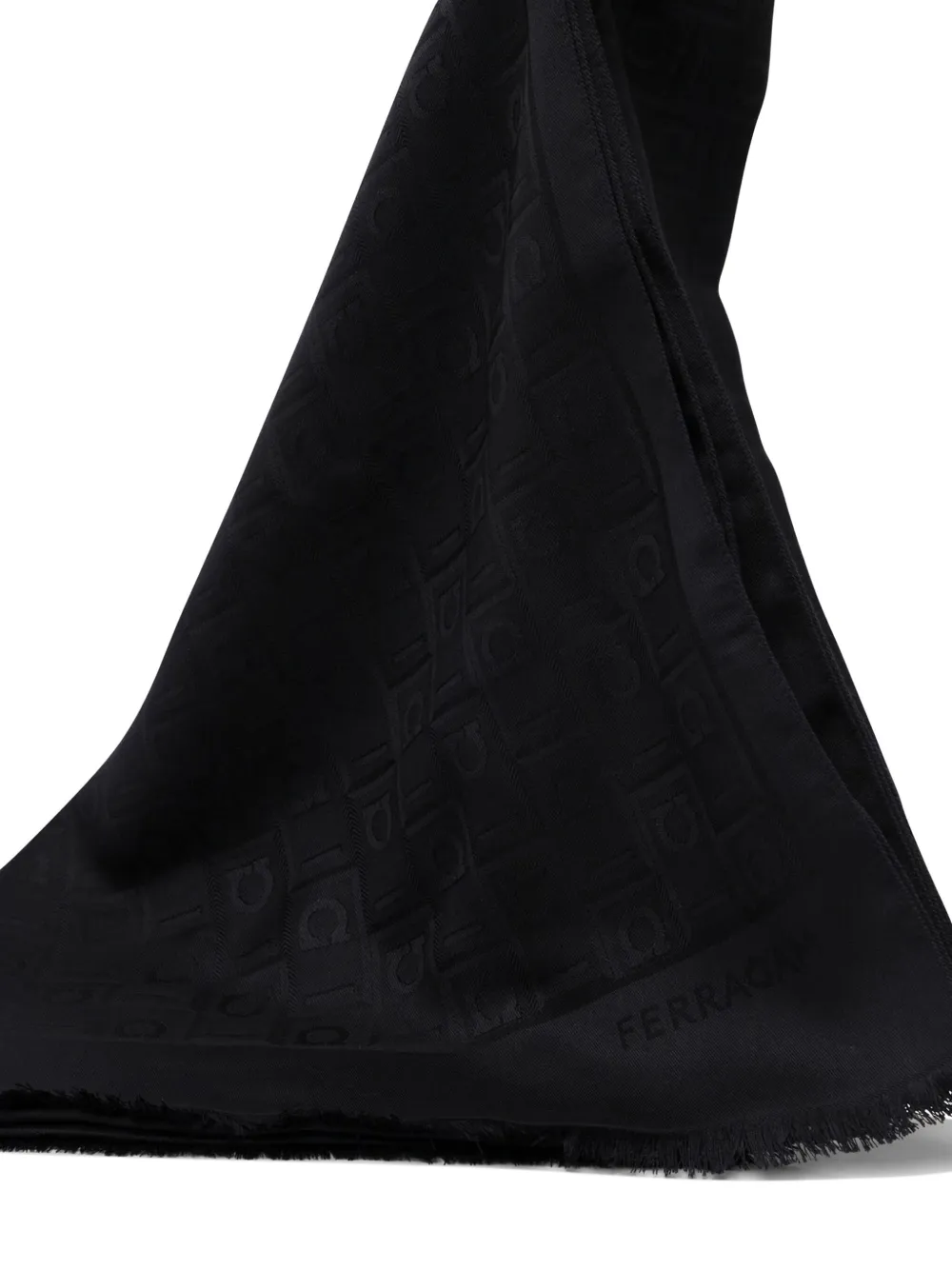 Ferragamo Sjaal met franje - Zwart