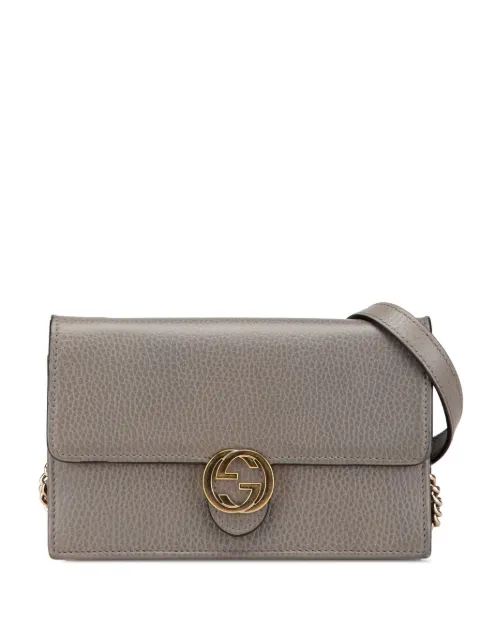 Gucci Pre-Owned bolsa crossbody Leather Interlocking G Dollar Wallet on Chain 2016-2024