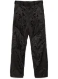 JUNTAE KIM laser-slashed petal trousers - Black