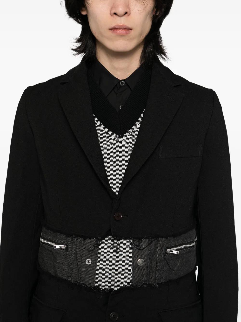 Black Comme Des Garçons Blazer met enkele rij knopen Zwart