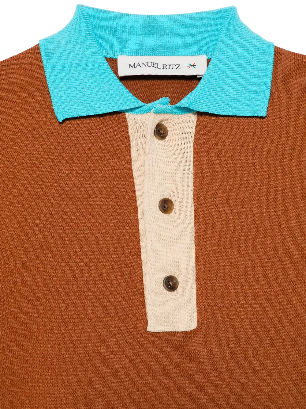 Manuel Ritz Poloshirt met colourblocking Bruin